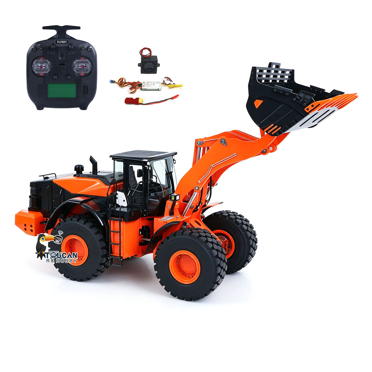 TOUCAN RC HOBBY JDModel 198 ZW370 1/14 Metal RC Hydraulic RTR Loader 2-Speed Transmission ST8 Controller Light Sound Axles Lock Brushless Motor & ESC for Model Collectors