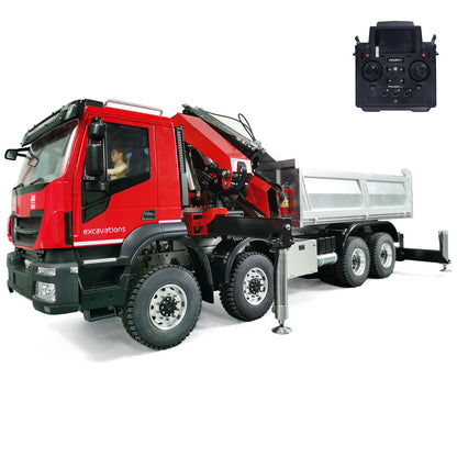TOUCAN RC HOBBY MODO 1/14 8x8 Metal RC Hydraulic Crane Dump Car PL18EV Radio Control Tipper Truck Emulated DIY Model Vehicle Painted Assembled