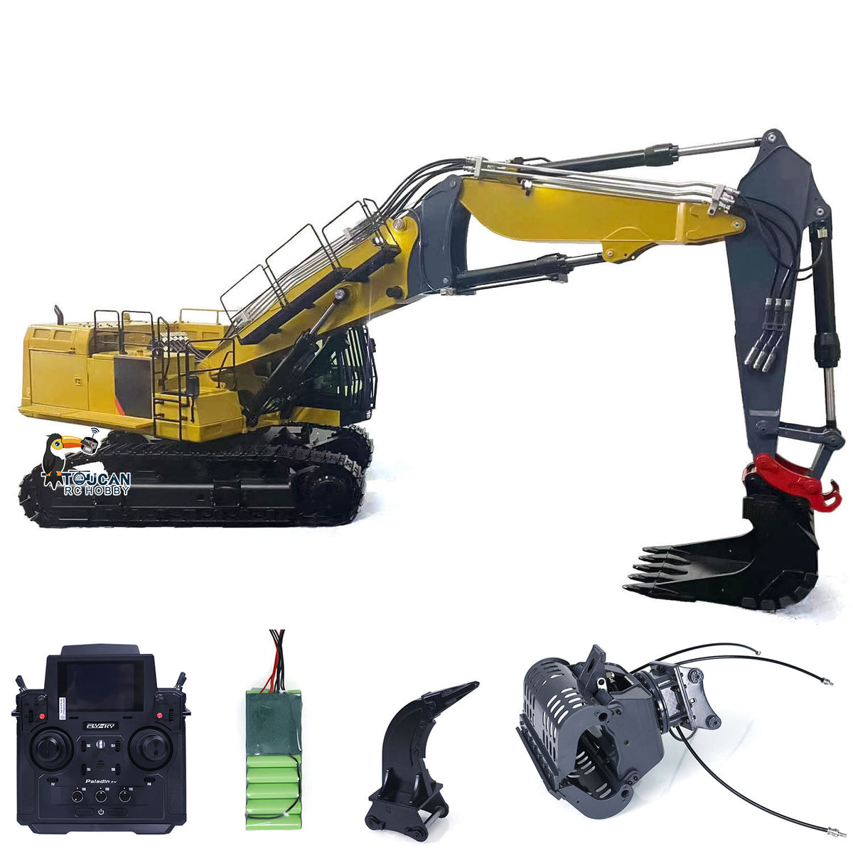 TOUCAN RC HOBBY BMG C374 1/14 Metall RC Hydraulik RTR Abbruchbagger 3 Arme Kabinenlift 6-Wege-Ventil PL18EV Fernsteuerung Licht Sound für Sammler