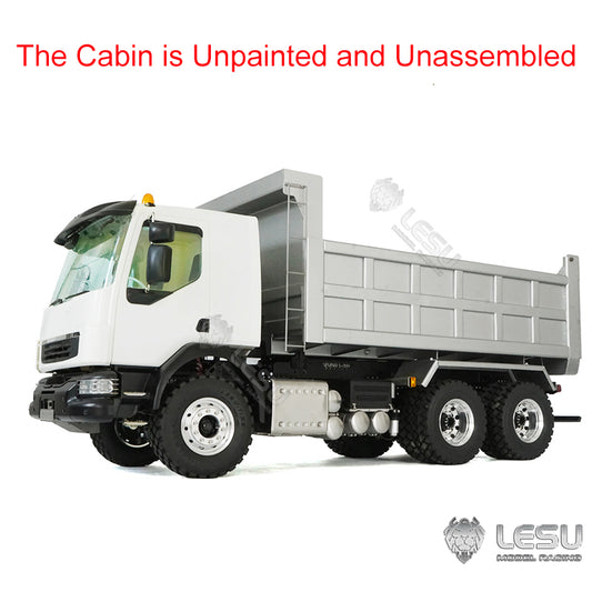 TOUCAN RC HOBBY 1/14 LESU 6x6 RC Hydraulic Metal Dumper Tipper Sound Light System Chassis Bucket Unpainted Unassembled Cabin Body VM Truck