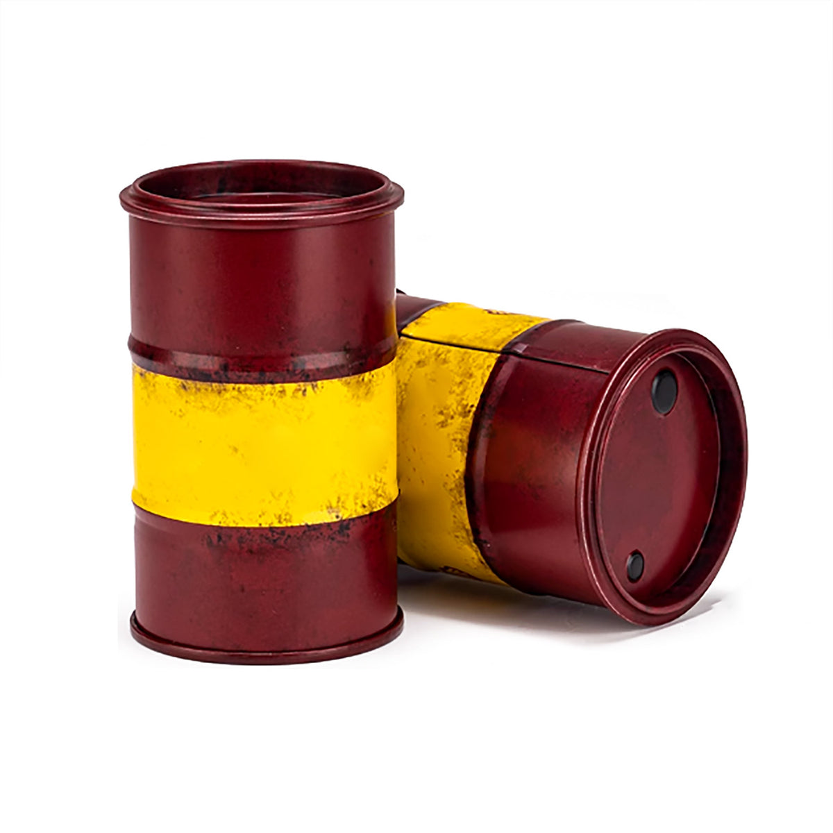 TOUCAN RC HOBBY HHRC Metal Mini Oil Barrel YG010 Openable Lid For Desk Decoration Gaming Diorama Prop Industrial Chic Design Weathering Finish