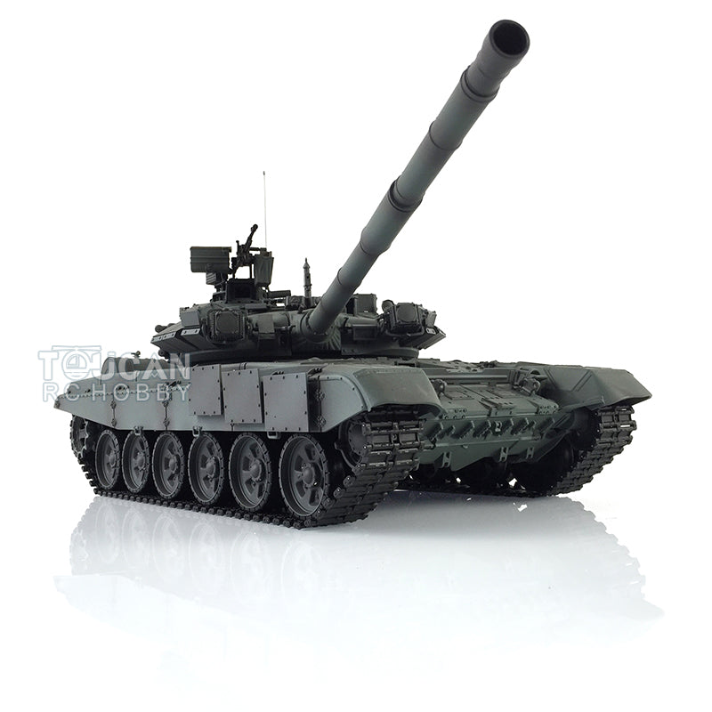 TOUCAN RC HOBBY Char RC Professionnel Heng Long 1/16 TK7.0 Russe T90 3938 avec Yeux Rouges, Tourelle à 360 Degrés, Fumée, Combat Infrarouge, Pignons, Poulies et Galets de Roulement en Métal