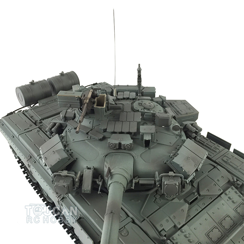 TOUCAN RC HOBBY Char RC Professionnel Heng Long 1/16 TK7.0 Russe T90 3938 avec Yeux Rouges, Tourelle à 360 Degrés, Fumée, Combat Infrarouge, Pignons, Poulies et Galets de Roulement en Métal
