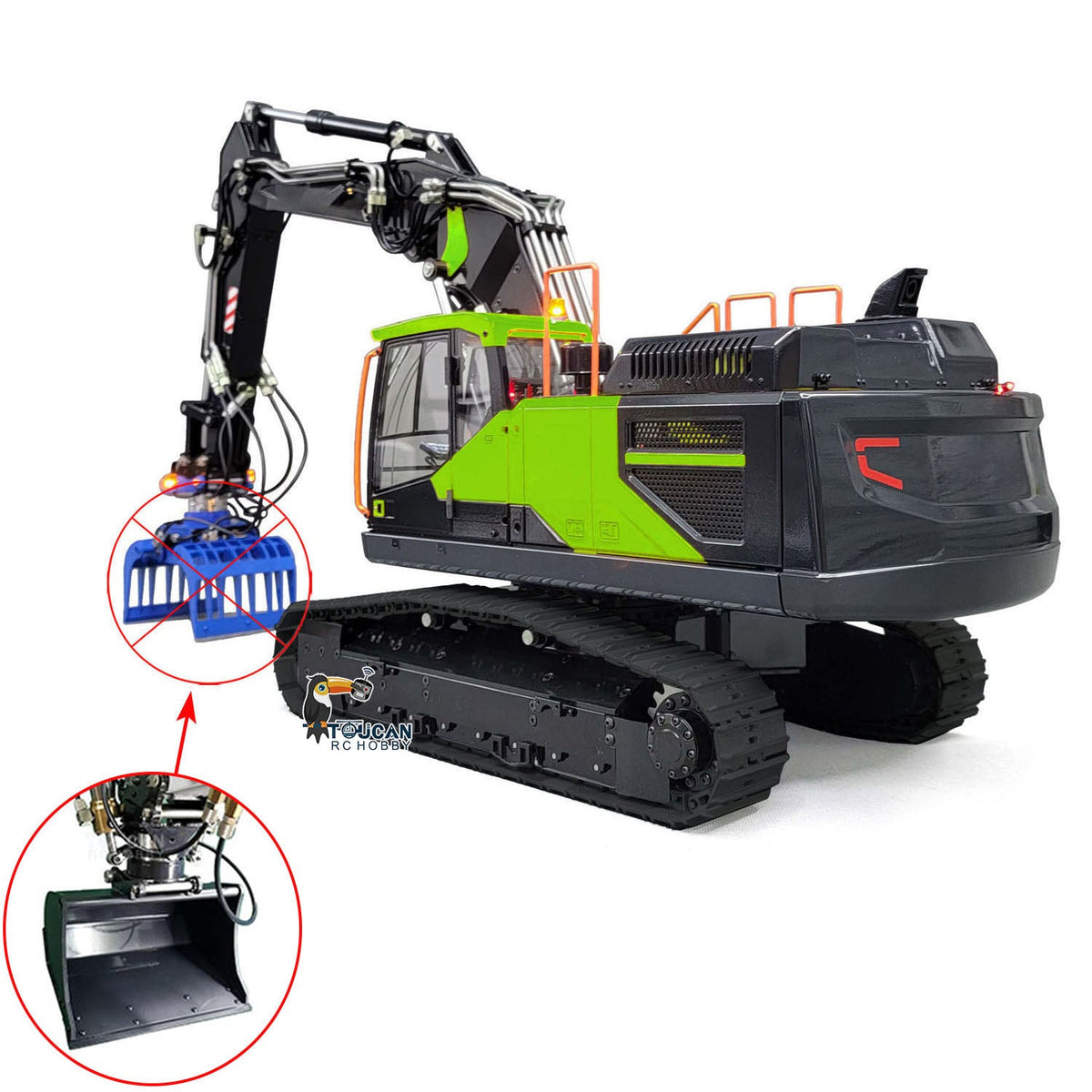 TOUCAN RC HOBBY MTModel EC380 Metal 1/14 RC Hydraulic Excavator 3-Arms Digger Tiltable Bucket 6-ways Reserving Valve Lights for Enthusiasts