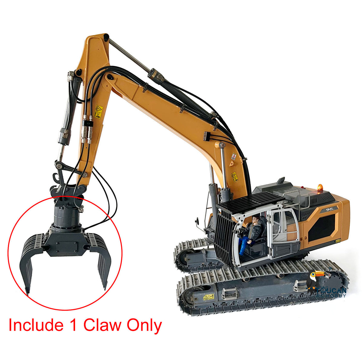 TOUCAN RC HOBBY XDRC Metal Sieve Bucket Claw Grab LED Lights Ripper Scarifier Shear for 1/14 L945 RC Hydraulic Excavator Digger Heavy Construction Cars