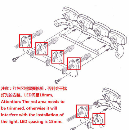 TOUCAN RC HOBBY Degree LED Roof Light Spotlights Lamp Electric Rear Tow Hook Pintle Hitch for 770S 1/14 RC Tractor Car 56368 56371 Parts