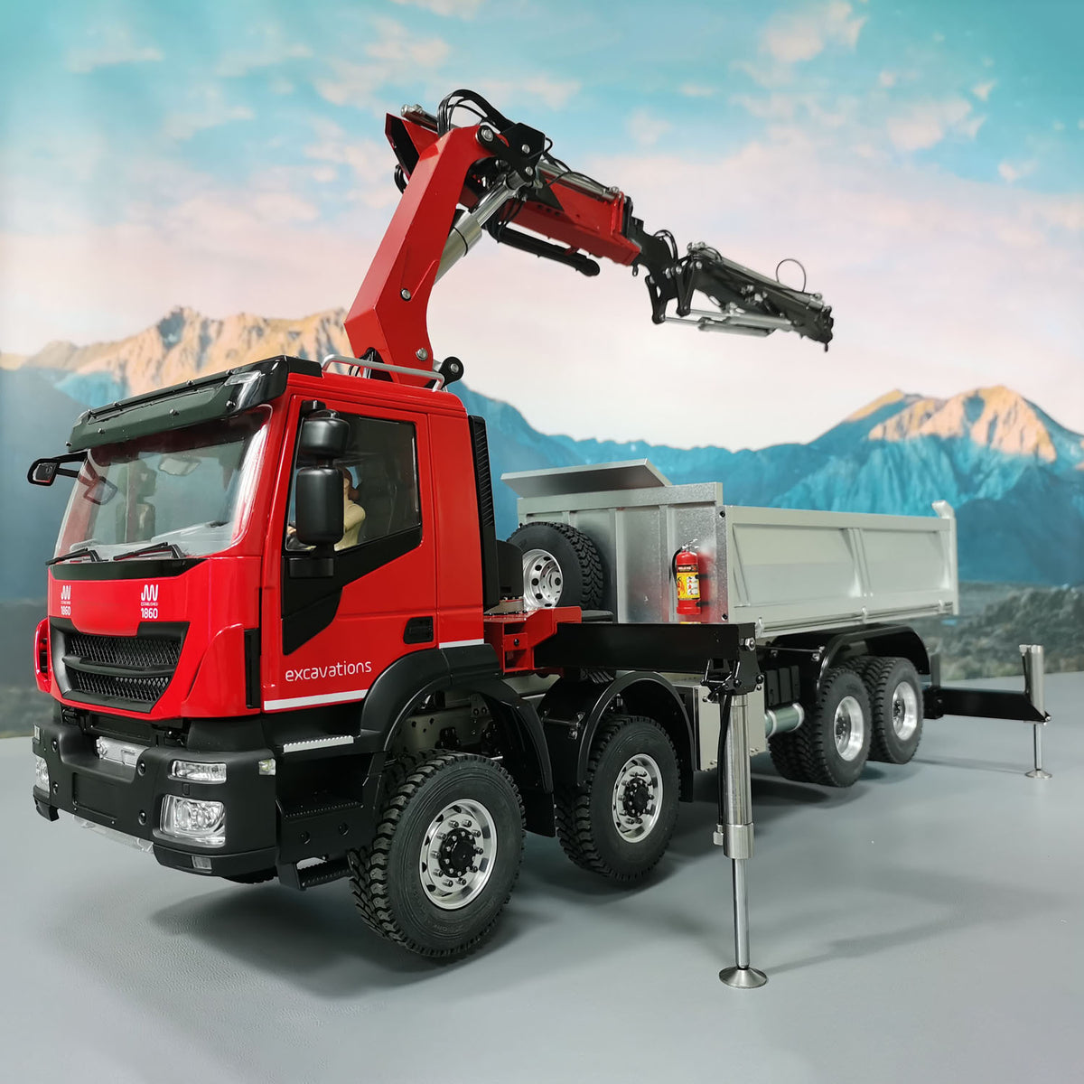 TOUCAN RC HOBBY MODO 1/14 8x8 Metal RC Hydraulic Crane Dump Car PL18EV Radio Control Tipper Truck Emulated DIY Model Vehicle Painted Assembled