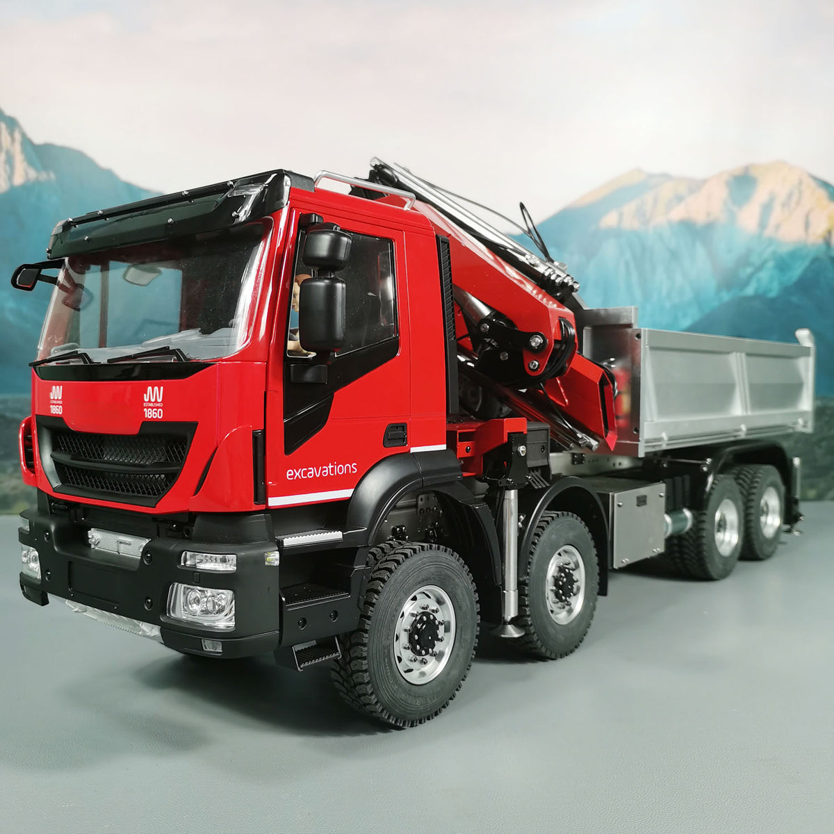 TOUCAN RC HOBBY MODO 1/14 8x8 Metal RC Hydraulic Crane Dump Car PL18EV Radio Control Tipper Truck Emulated DIY Model Vehicle Painted Assembled