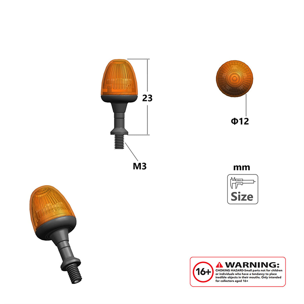 TOUCAN RC HOBBY Rotating Warning Light LED Lamp for 1/14 RC Tractor Truck Dump Car Model Parts Remote Control Construction Vehicles