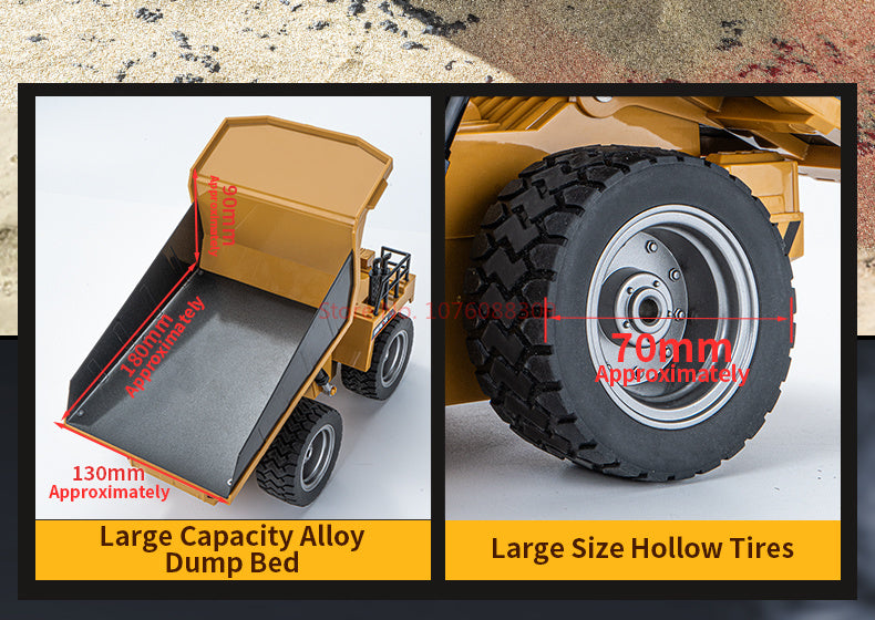 TOUCAN RC HOBBY HUINA 1/18 1533 1:18 RC Dump Truck Remote Control Tipper Car 2.4G Vehicles Assembled and Painted 28.5*15.5*16cm