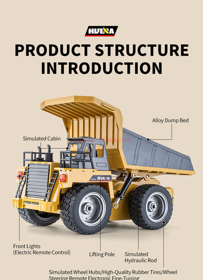 TOUCAN RC HOBBY HUINA 1/18 1533 1:18 RC Dump Truck Remote Control Tipper Car 2.4G Vehicles Assembled and Painted 28.5*15.5*16cm