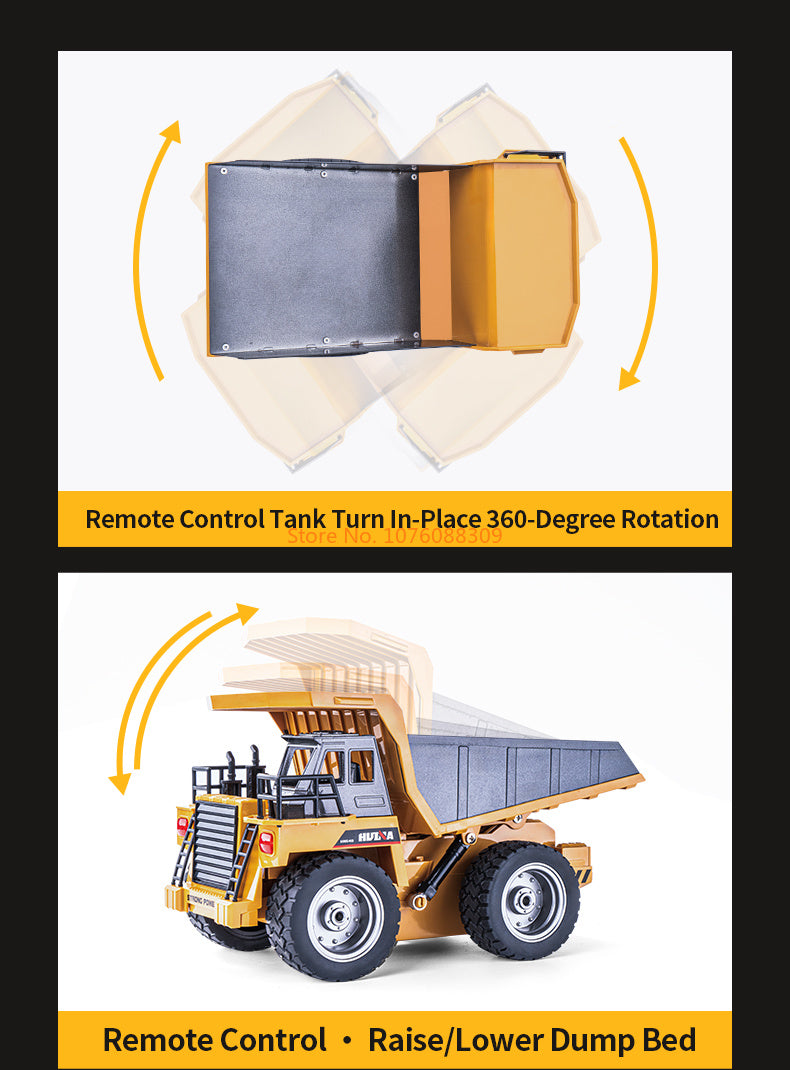 TOUCAN RC HOBBY HUINA 1/18 1533 1:18 RC Dump Truck Remote Control Tipper Car 2.4G Vehicles Assembled and Painted 28.5*15.5*16cm