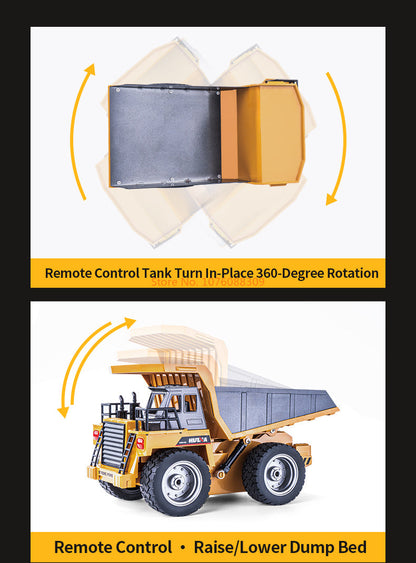 TOUCAN RC HOBBY HUINA 1/18 1533 1:18 RC Dump Truck Remote Control Tipper Car 2.4G Vehicles Assembled and Painted 28.5*15.5*16cm