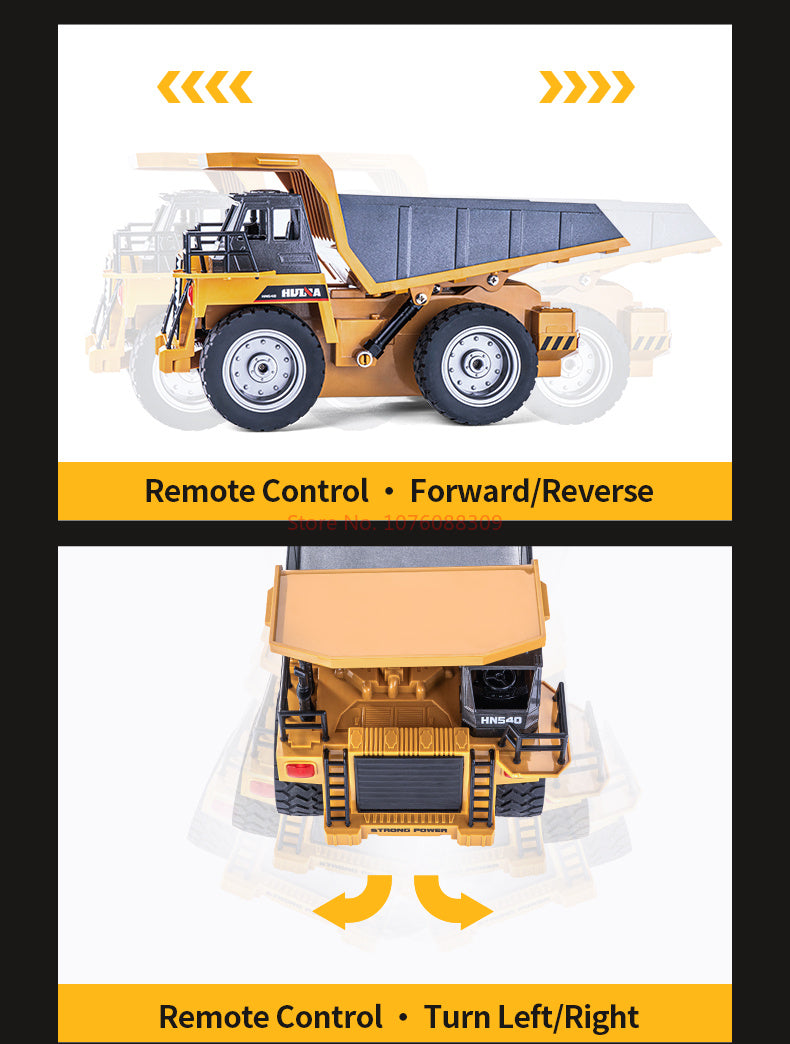 TOUCAN RC HOBBY HUINA 1/18 1533 1:18 RC Dump Truck Remote Control Tipper Car 2.4G Vehicles Assembled and Painted 28.5*15.5*16cm