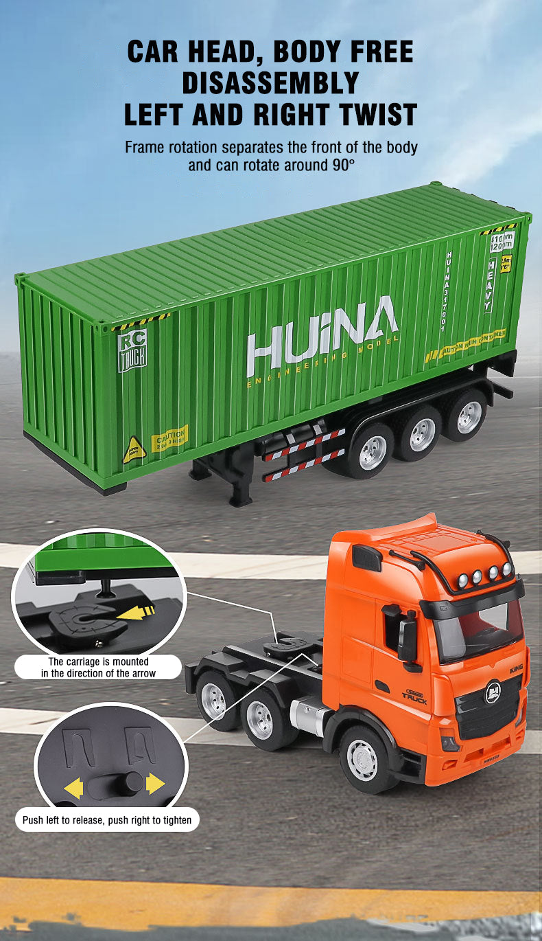 TOUCAN RC HOBBY Huina 1317 1/18 RC Tractor Car Container Trailer Truck 9CH Remote Control Cars Assembled and Painted 58*11*19cm