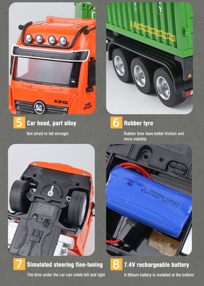 TOUCAN RC HOBBY Huina 1317 1/18 RC Tractor Car Container Trailer Truck 9CH Remote Control Cars Assembled and Painted 58*11*19cm