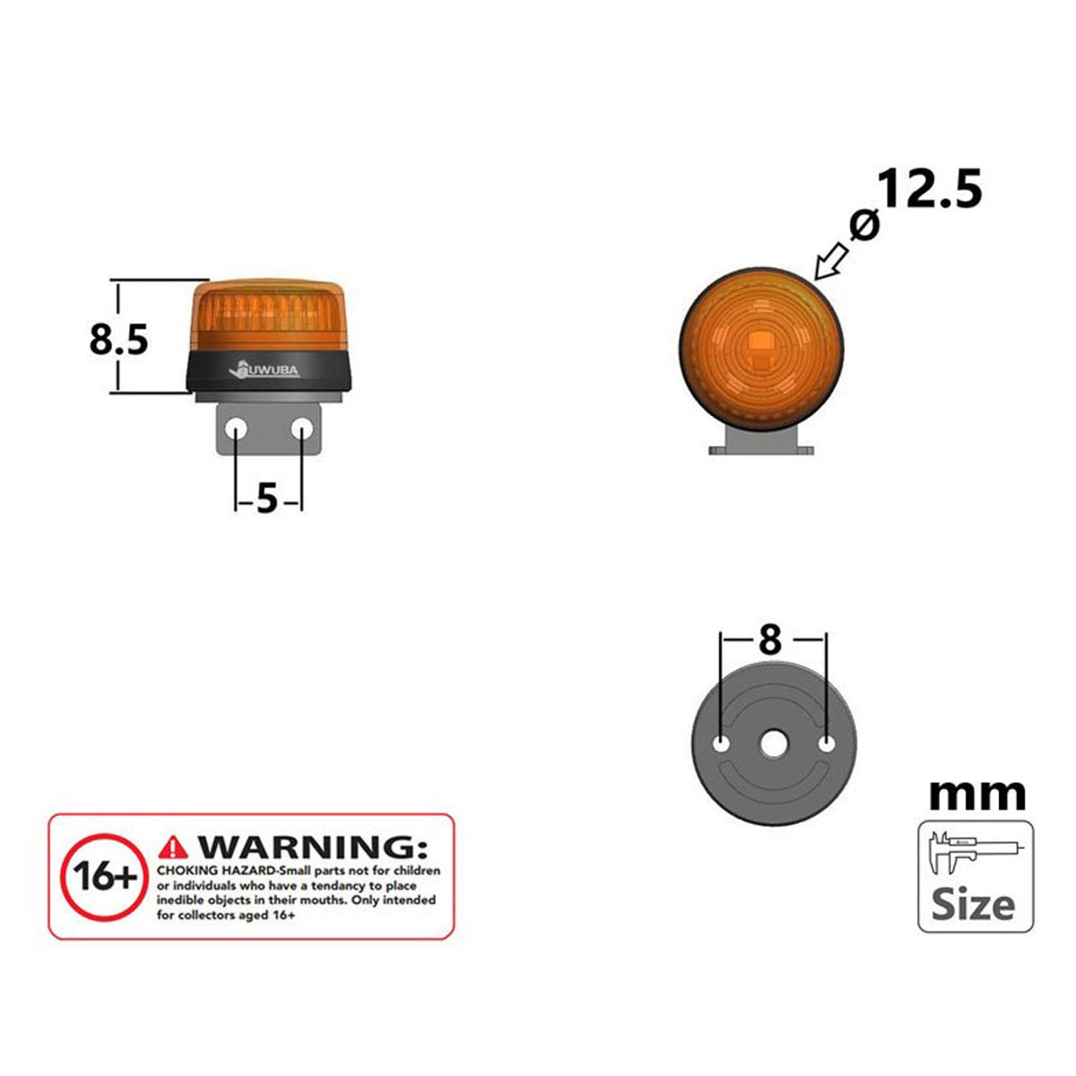 TOUCAN RC HOBBY 360 Rotating Light 5V LED Warning Lamp for 1/14 DIY RC Tractor Truck Model Digger Dumper Construction Vehicle Lorry Car