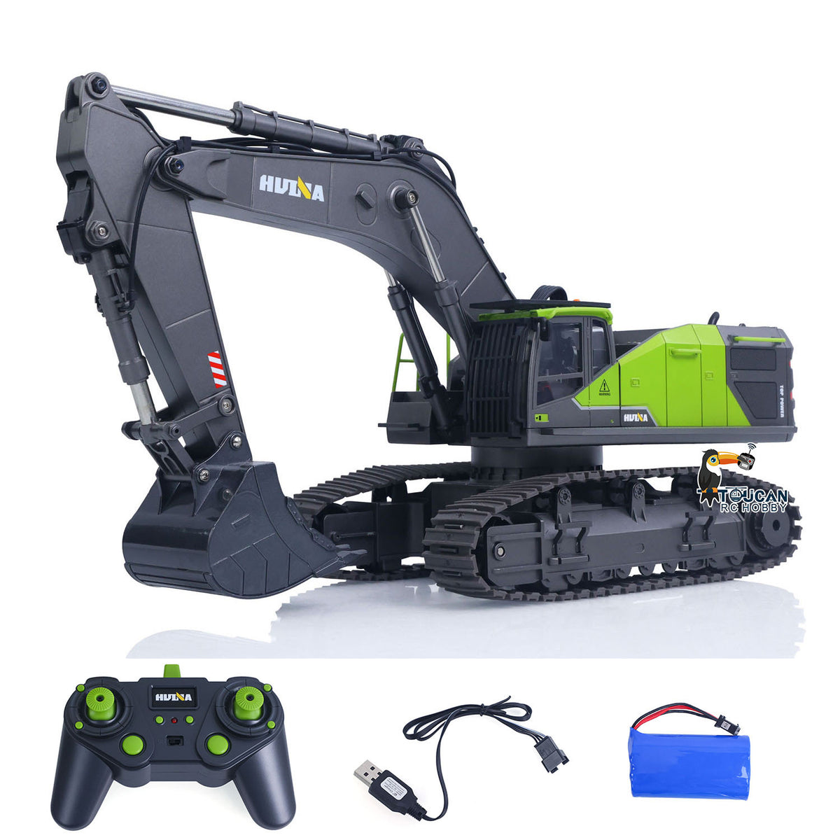 TOUCAN RC HOBBY US Stock HUINA 1:14 Scale 593 1593 RTR Truck Model RC Excavator Car Battery 2.4Ghz Remote Control Light Sound