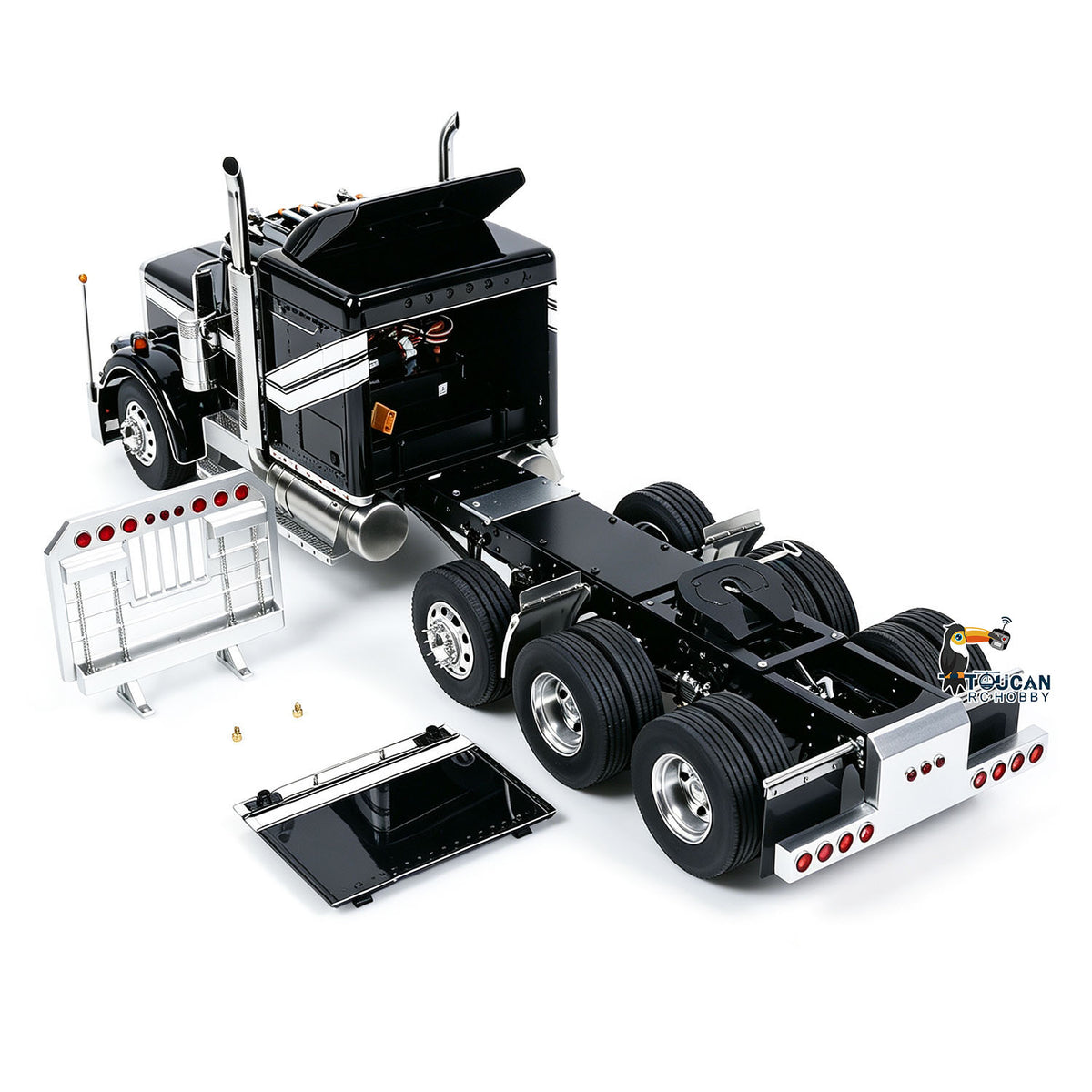 TOUCAN RC HOBBY 56344 Grand Hauler 1/14 8X6 Metal Chassis RC Tractor Truck 3-Speed Liftable Axle Differential Lock Light Sound Smoke