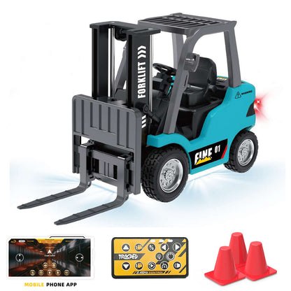 TOUCAN RC HOBBY Heng Guan 1/64 RC Forklift Full Proportion Control Realistic Details Road Barrier Desktop Ornaments Parent Child Interaction RTR