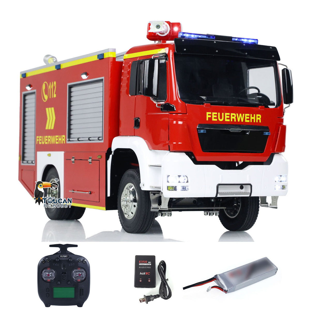 TOUCAN RC HOBBY 4x2 RC Fire Fighting Truck 1:14 2-speed Transmission Radio Control Fire Vehicles Assembled and Painted Sound Light System