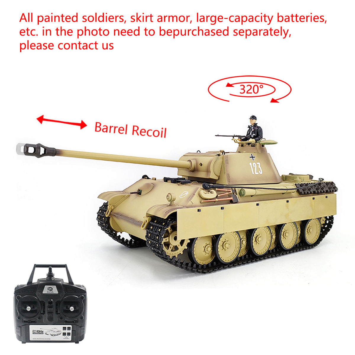 TOUCAN RC HOBBY CoolBank Pre-order RTR 1/16 7.0 RC Tank German Panther G 3879 Steel Gearbox BB IR Sound Smoking 2.4G Radio 1800MAH Battery 320 Degree
