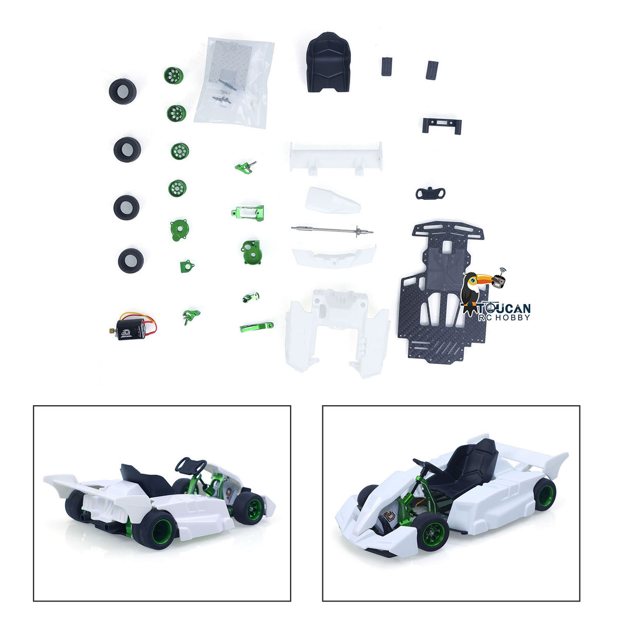 TOUCAN RC HOBBY JDModel 298B 1/10 Plastic RC Go-Kart DIY Model Radio Controlled Electric Racing Vehicle Unlimited Retrofit for Advanced Player