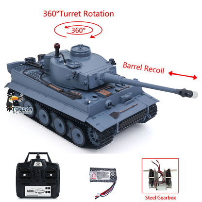 TOUCAN RC HOBBY Heng Long 1/16 TK7.0 Plastic German Tiger I RTR RC Tank 3818 with Steel Gearbox Metal Barrel Recoil 360 Degrees Turret BB Unit Infrared Combat