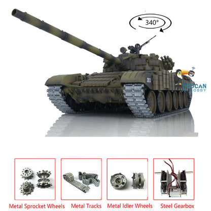 TOUCAN RC HOBBY US Stock Heng Long Radio Controlled Tank T72 1/16 Scale 7.0 Mainboard Metal Battle Electric Tank Tracked Vehicle W/ Battery Charger