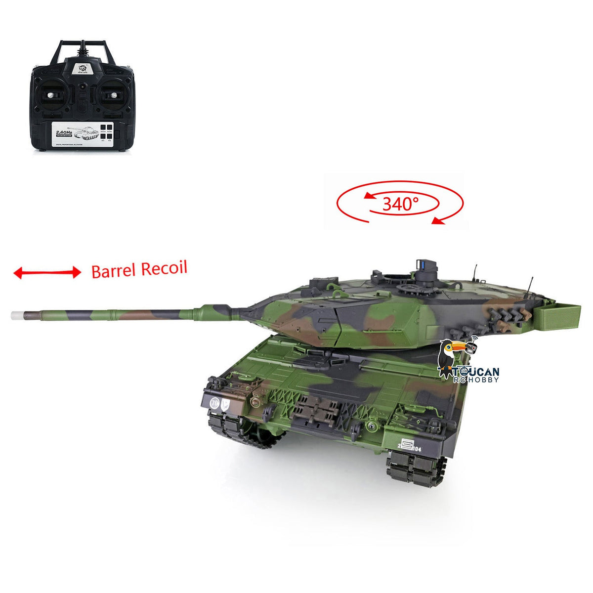 TOUCAN RC HOBBY Heng Long 1/16 TK7.0 Plastic USA M1A2 Abrams 3918 German Leopard2A6 3889 RTR RC Tank BB Infrared Combat Smoke Barrel Recoil Sound Light System