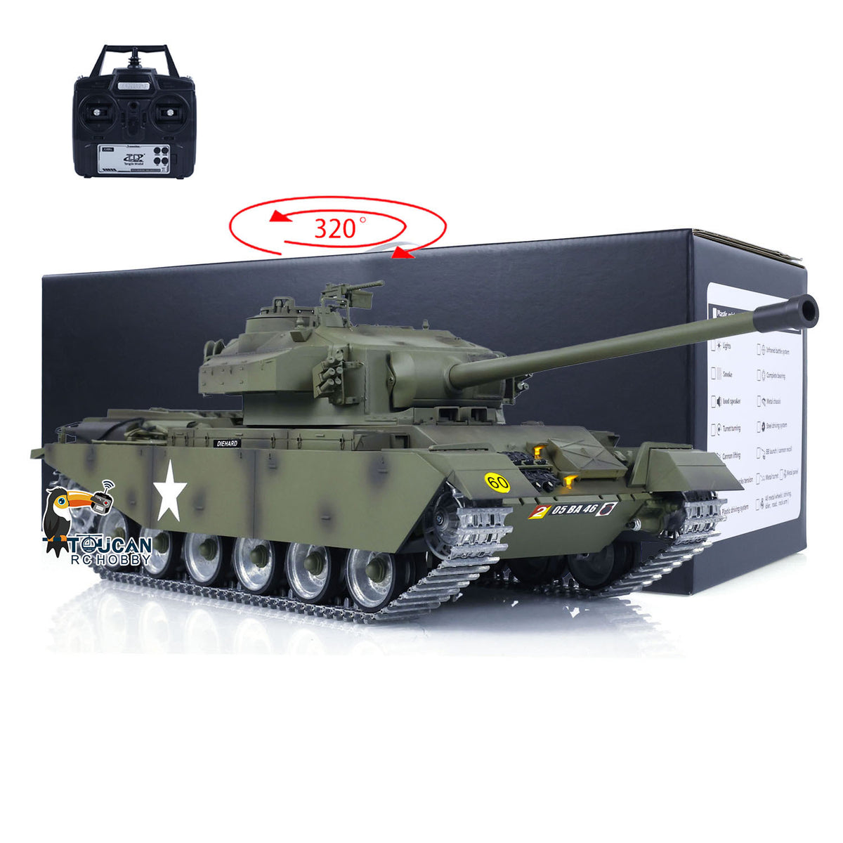 TOUCAN RC HOBBY Tongde 1/16 RC Infrared Battle Tank Remote Controlled Panzer Centurion MK5 Electric Tanks BB Shooting Barrel Recoil Model