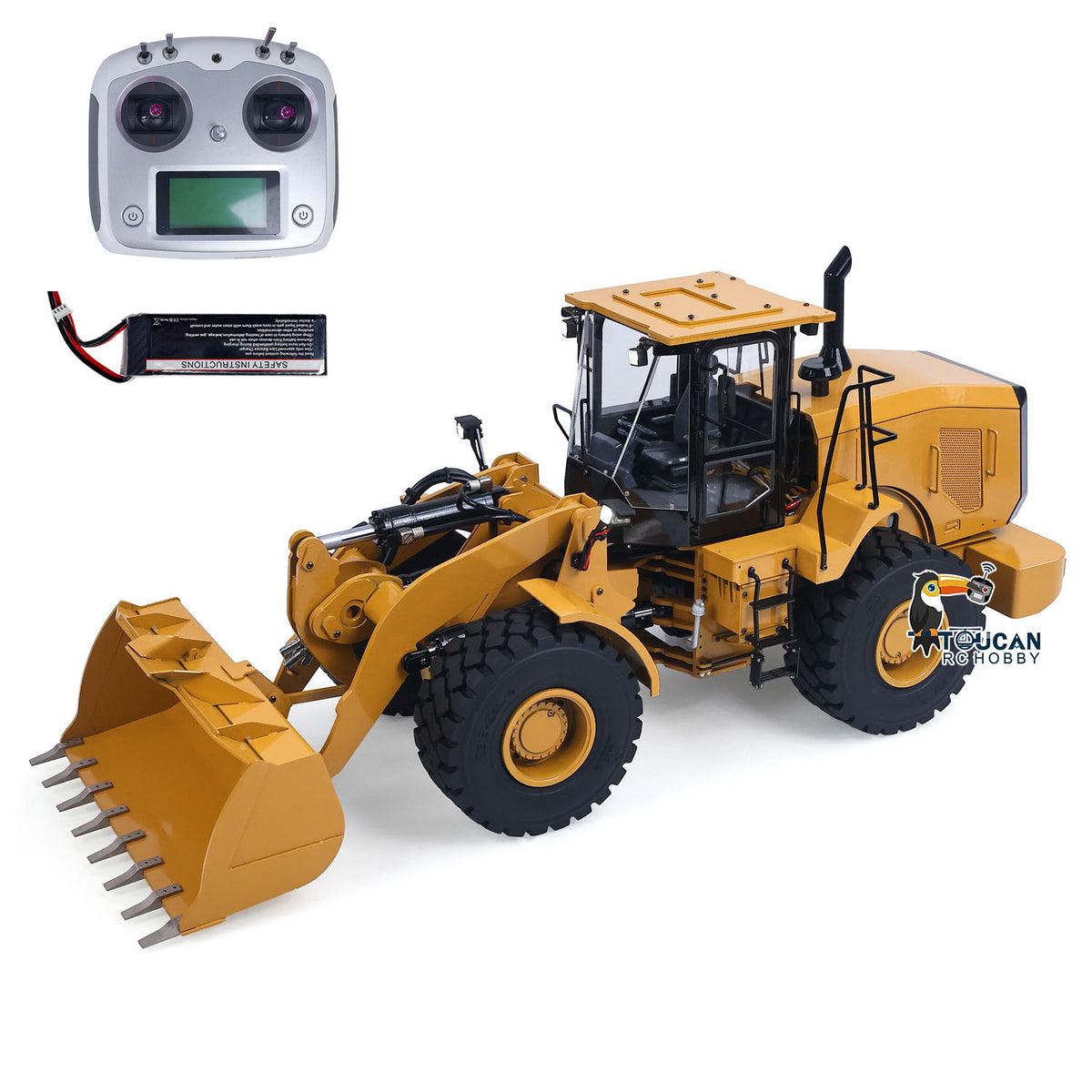 TOUCAN RC HOBBY JZModel 1/12 Metal Remote Control Hydraulic Loader DIM C950 2Speed Gearbox 5CH Valve RC Heavy Machine Model Hobbywing Brushed ESC