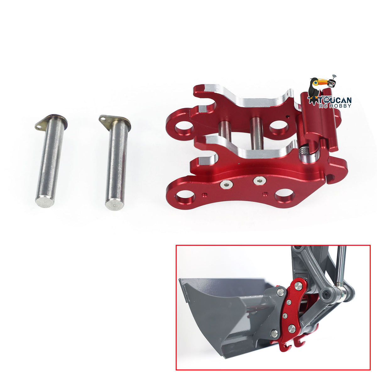 TOUCAN RC HOBBY CUT RC Hobby Metal Manual Quick Release Coupler Bucket Upgrade Parts Hydraulic System Pump Reversing Valve Cylinder for 1:14 RC Hydraulic 3 Arms Excavator EC160E
