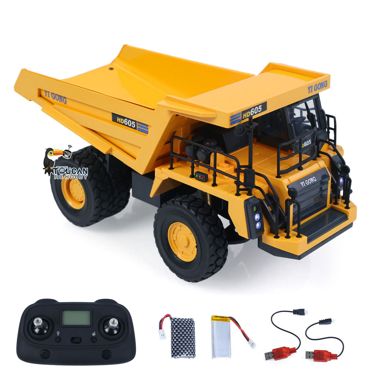 TOUCAN RC HOBBY US Stock 1/50 Electric Remote Control Dump Mining Truck RC Construction Vehicle Tipper Model Lights Sounds