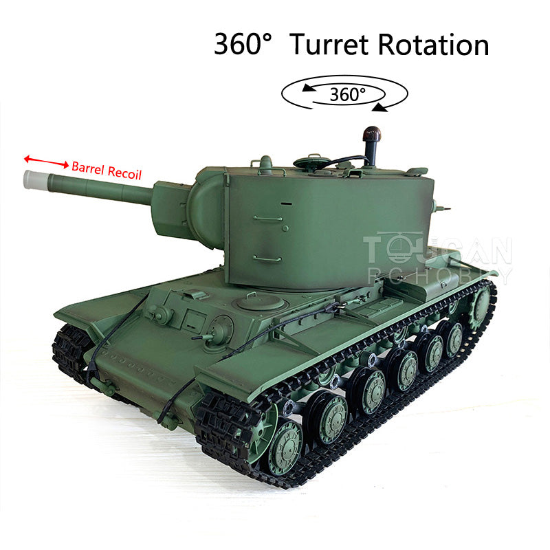 TOUCAN RC HOBBY Heng Long 1/16 7.0 Plastic Soviet Union KV-2 3849 RTR RC Tank with 360 Degrees Turret Barrel Recoil BB Infrared Combat Smoke