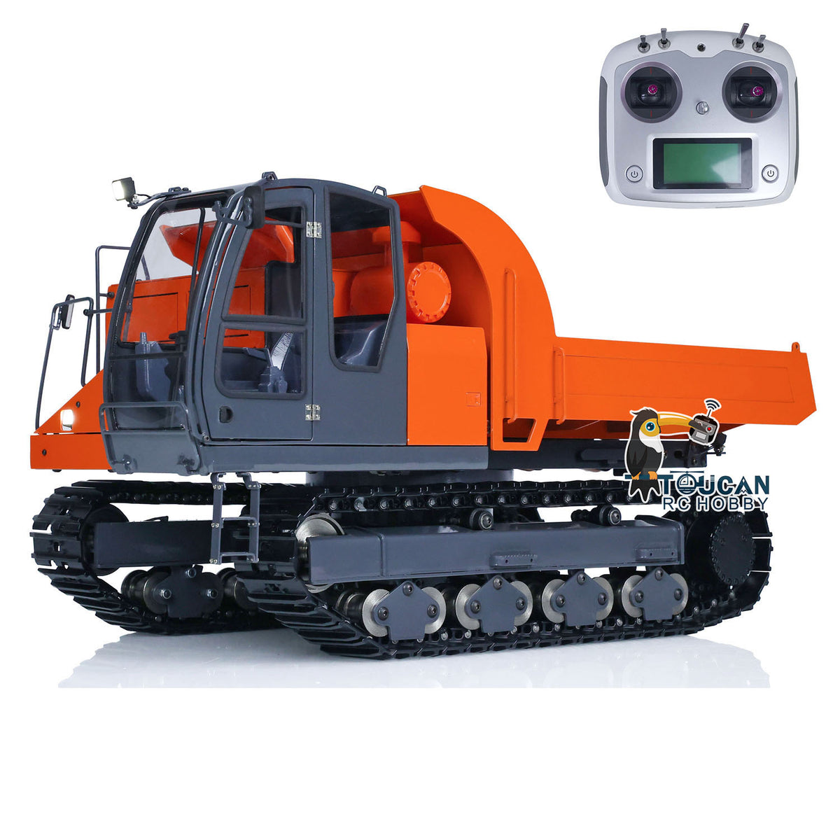 TOUCAN RC HOBBY JZModel Metal 1/12 EG110R RC Hydraulic Tracked Truck Painted and Assembled Vehicles FlySky I6S Radio Control Dumper Car Model