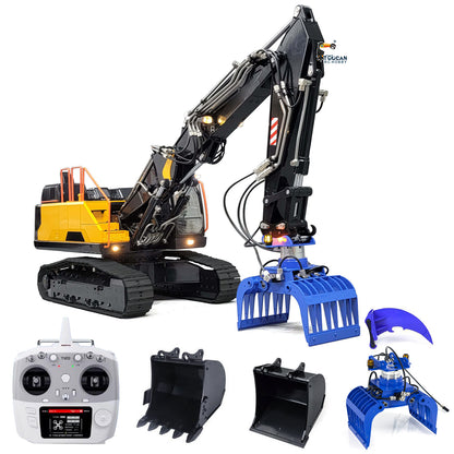 TOUCAN RC HOBBY MTModel 1/14 EC380 10CH Tracked RC Hydraulic Excavator 3 Arms Digger Grab T12D Remote Controller Metal Heavy Machine Model