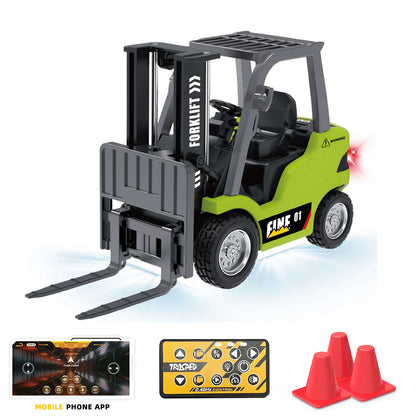 TOUCAN RC HOBBY Heng Guan 1/64 RC Forklift Full Proportion Control Realistic Details Road Barrier Desktop Ornaments Parent Child Interaction RTR