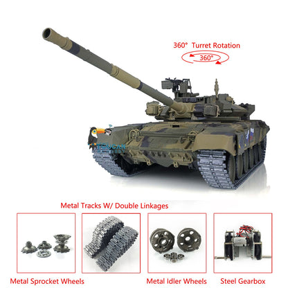 TOUCAN RC HOBBY Heng Long 1/16 TK7.0 Promotion Russia T90 RTR RC Tank 3938 with 360 Degrees Turret Red Eyes BB IR Smoke Metal Idlers Sprockets Wheels
