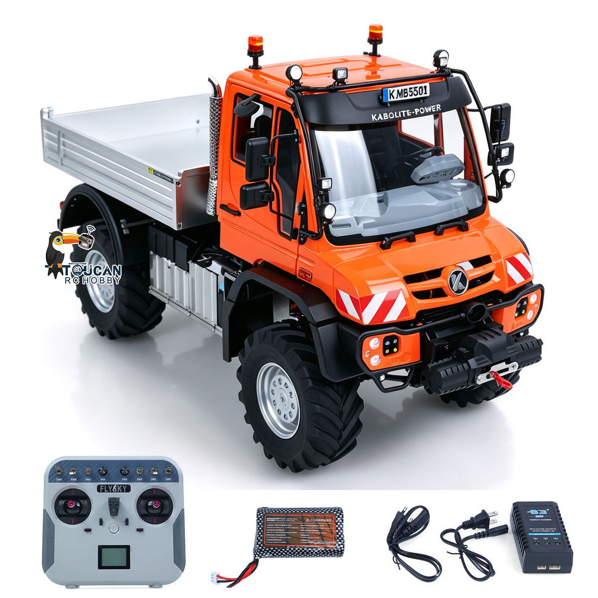 TOUCAN RC HOBBY Kabolite 5501 1/14 Metal RC Dumper Electric Lifting ATV Off Road Truck Lorry 4X4 Axle Differential Lock 2-Speed Transmission Light Sound System