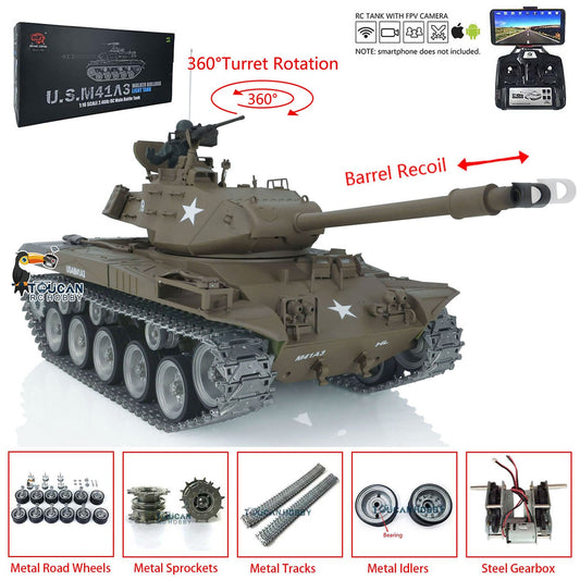 TOUCAN RC HOBBY Heng Long 1/16 TK7.0 3839 USA Walker Bulldog RTR RC Tank FPV 360 Degrees Turret IR BB Smoke Metal Sprockets Idlers Road Wheels Gearbox Tracks