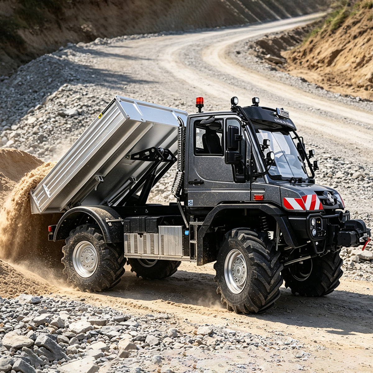 TOUCAN RC HOBBY Kabolite 5501 1/14 Metal RC Dumper Electric Lifting ATV Off Road Truck Lorry 4X4 Axle Differential Lock 2-Speed Transmission Light Sound System