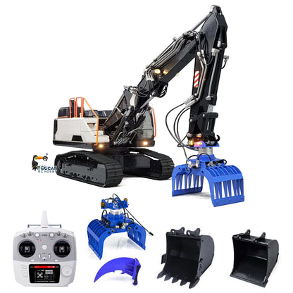 TOUCAN RC HOBBY MTModel 1/14 EC380 10CH Tracked RC Hydraulic Excavator 3 Arms Digger Grab T12D Remote Controller Metal Heavy Machine Model