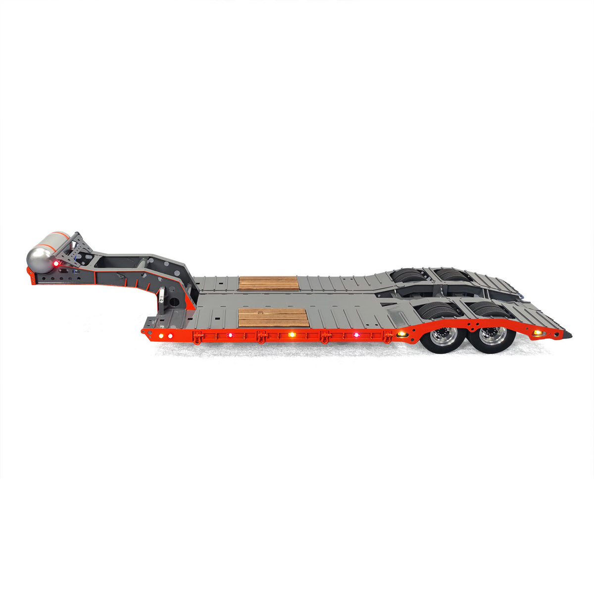 TOUCAN RC HOBBY HHG Model Stainless Steel Gooseneck Trailer 2 Axles W/ Lamp Beads for 1/14 DIY Remote Control Tractor Truck No Battery