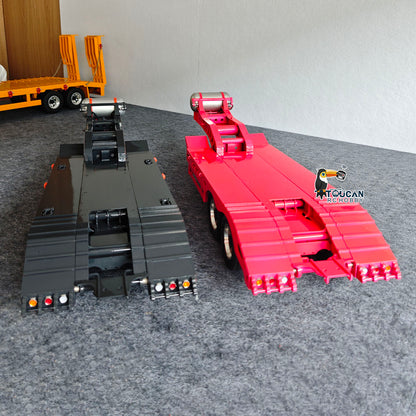 Remorque plateau 2 essieux en métal HHG Model 1/14 TOUCAN RC HOBBY, largeur réglable manuellement de 18 à 23 cm, avec lumières et roues en acier inoxydable pour modèle de camion tracteur RC