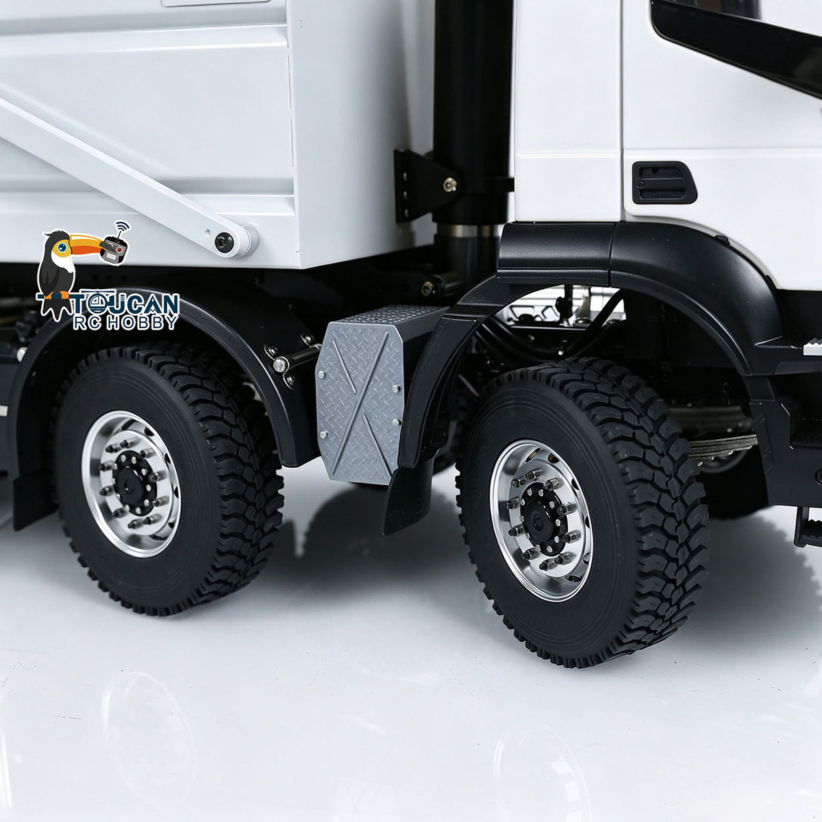 TOUCAN RC HOBBY MODOModel Metall 1/14 8x4 RC Muldenkipper ferngesteuertes hydraulisches LKW-Modell mit aufklappbarer Abdeckung, 2-Gang-Getriebe, LED-Beleuchtung und Soundsystem