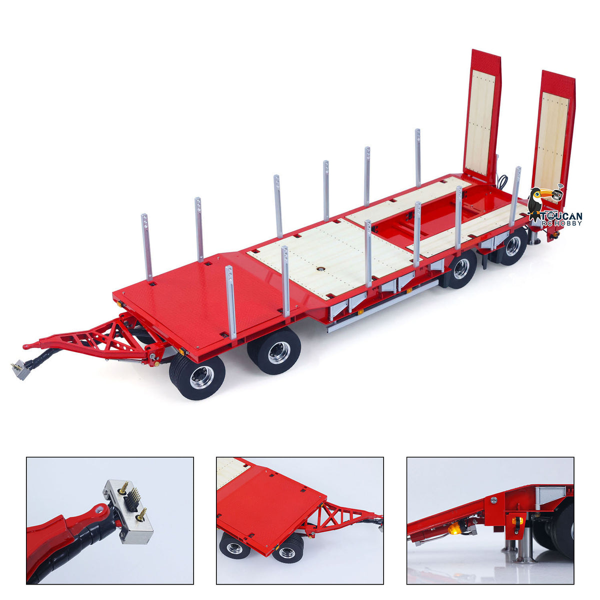 TOUCAN RC HOBBY LESU A0049 1/14 Metal 4-Axle Hydraulic RC Trailer Model with Lifting Tailboard Brushless ESC 2CH Valves for RC Tractor Trucks
