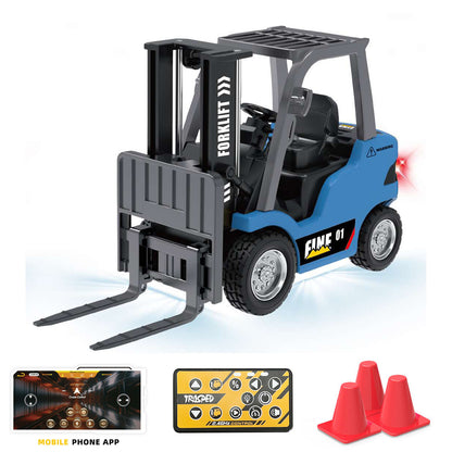 TOUCAN RC HOBBY Heng Guan 1/64 RC Forklift Full Proportion Control Realistic Details Road Barrier Desktop Ornaments Parent Child Interaction RTR