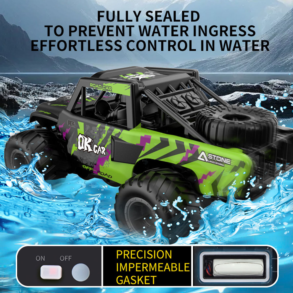 TOUCAN RC HOBBY JJRC 1:18 RC Off Road Car Q191 Waterproof Remote Control Amphibious Vehicle 360 Rotation Stunt Car Electric 4WD Ready To Run Battery