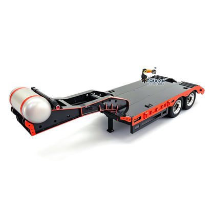 Remorque plateau 2 essieux en métal HHG Model 1/14 TOUCAN RC HOBBY, largeur réglable manuellement de 18 à 23 cm, avec lumières et roues en acier inoxydable pour modèle de camion tracteur RC